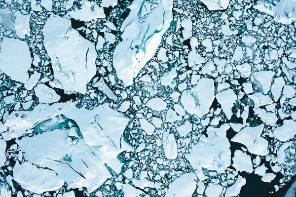 Letecký Snímek Ledových Ker Krásné Modré Barvě Pořízený Islandu Zimním — Stock fotografie