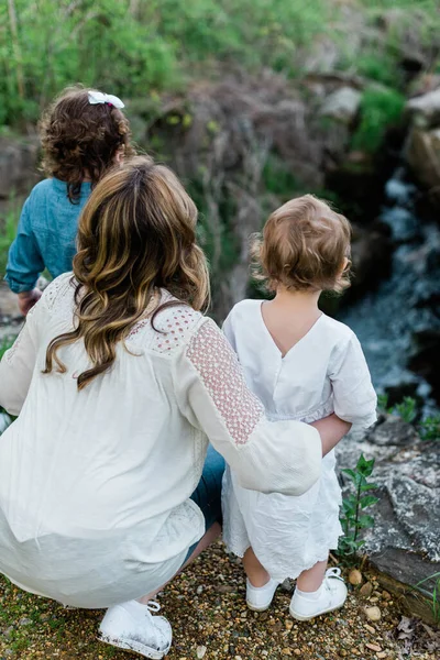 Portrait Mother Her Two Daughters — Stock Photo, Image