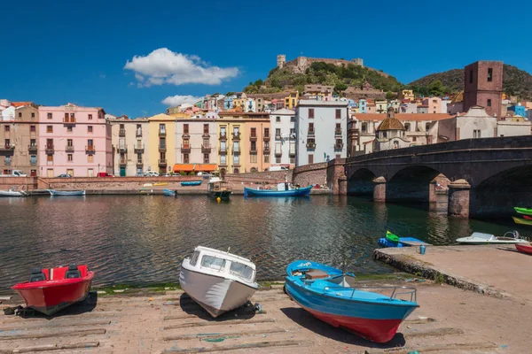 Colorful Houses Waterfront Bosa Italian Island Sardinia Royalty Free Stock Images