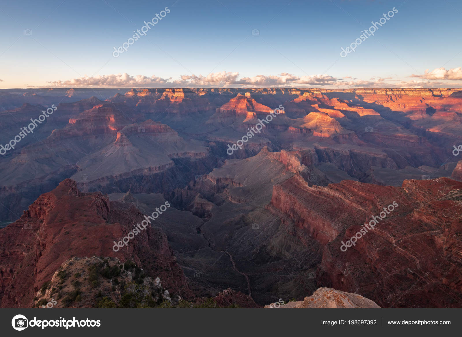Coucher Soleil Grand Canyon Mohave Point Sur Une Soirée