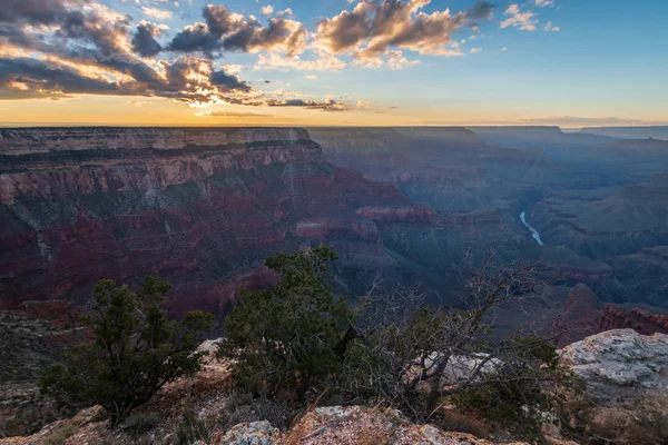 Puesta Sol Gran Cañón Mohave Point Una Tarde Soleada Otoño — Foto de Stock