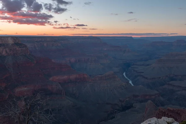 Puesta Sol Gran Cañón Mohave Point Una Tarde Soleada Otoño — Foto de Stock