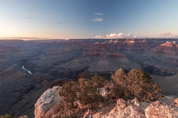 Solnedgång Vid Grand Canyon Mohave Punkt Solig Kväll Höst — Stockfoto