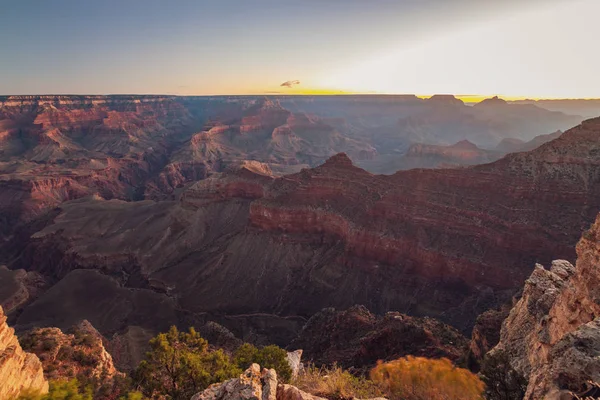 Ögonblicken Före Soluppgången Vid Grand Canyon Marther Point Arizona Solig — Stockfoto