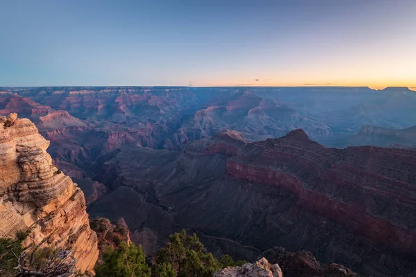 Ögonblicken Före Soluppgången Vid Grand Canyon Marther Point Arizona Solig — Stockfoto