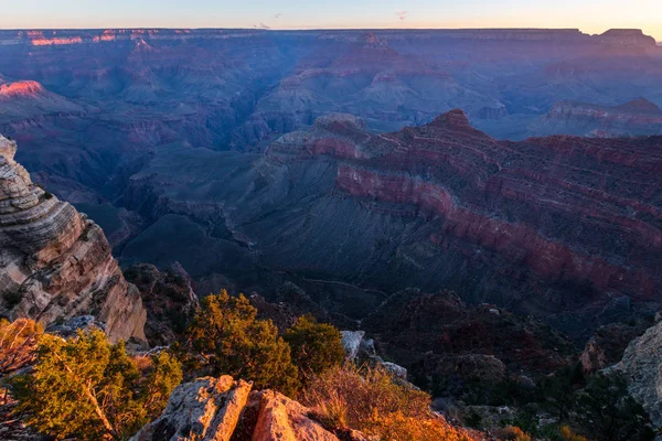 Soluppgång Vid Grand Canyon Marther Point Arizona Solig Morgon Höst — Stockfoto