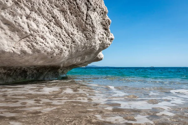 Mjuk Våg Med Havet Skum Cala Luna Beach Med Vit — Stockfoto