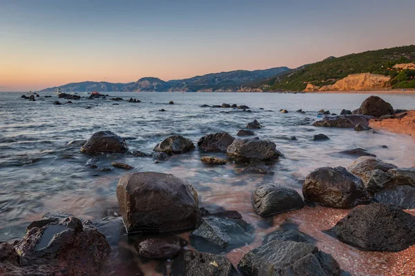 Salida Del Sol Playa Palmasera Cala Gonone Isla Italiana Cerdeña — Foto de Stock