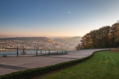 Panoramic view from Niederwalddenkmal to the German city of Bingen and to the region of Rheinhessen clipart