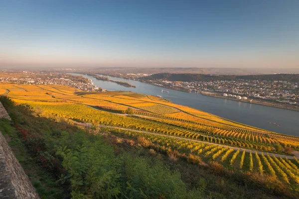 Vista Panorâmica Niederwalddenkmal Rheingau Cidade Bingen Rheinhessen — Fotografia de Stock