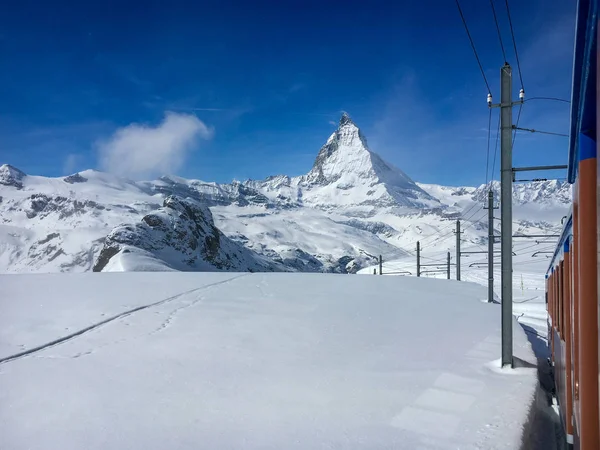 Matterhorn Und Schweizer Landschaft Rund Zermatt Von Der Gornergrat Bahn — Stockfoto