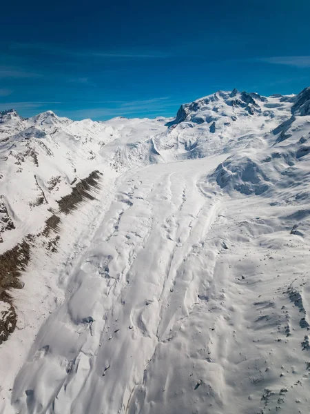 Kar Hava Görünümünü Gorner Buzul Gornergletscher Monte Rosa Dağı Kış — Stok fotoğraf