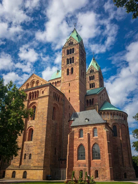 Uitzicht Vanaf Het Zuidoosten Naar Historische Kathedraal Van Speyer Duitsland — Stockfoto