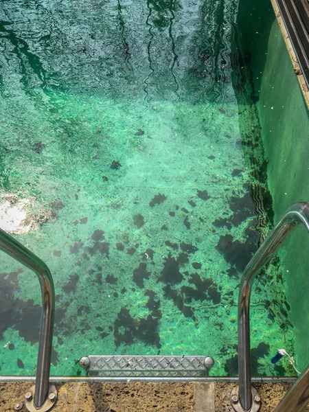 Dirty swimming pool in spring after winter season