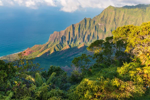 Kalalau Lookout to Na Pali Coast, Kauai, Hawaii, EUA — Fotografia de Stock