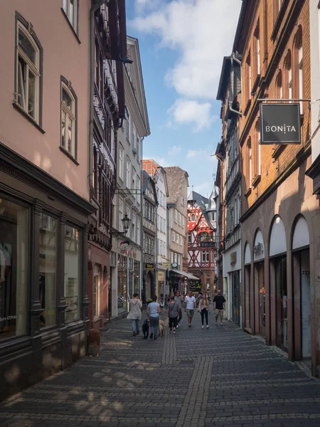 Cityscape of the German city of Marburg and it���s pedestrian zo — Stock Photo, Image