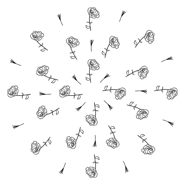 Vektör siyah ve beyaz eustoma çift tomurcuk çizgi desen bir daire, vektör siyah ve beyaz eustoma çift tomurcuk çizgi desen lineart dövme tarzı beyaz arka plan üzerinde bir daire içinde