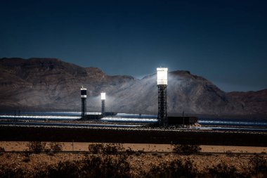 Ivanpah Solar Power in the Mojave desert clipart