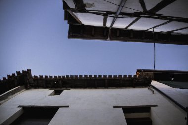Roofs of Covarrubias village in Burgos, Spain clipart