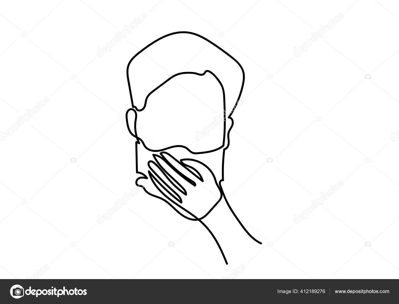 One Continuous Line Drawing Medical Face Mask Concept Corona Virus ...