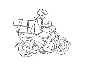 Teslimatçı Motorsiklet Sürücüsü illümünün aralıksız bir çizgisi