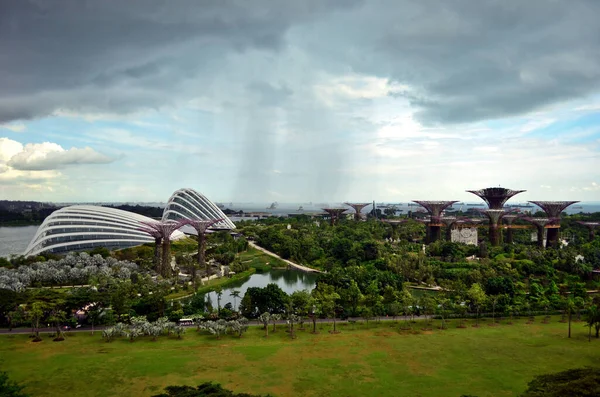 Singapore 2016 Tuinen Aan Baai Met Regen Achtergrond — Stockfoto