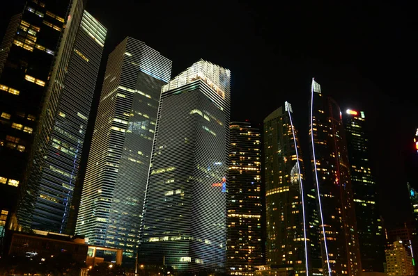 Noite Cidade Singapura Skyline Partir Beira Mar — Fotografia de Stock