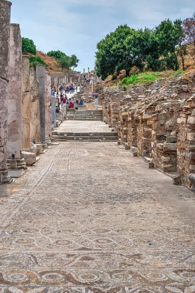 Éfeso Turquia 2019 Mosaico Antiga Cidade Éfeso Dia Ensolarado Verão — Fotografia de Stock