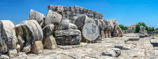 Tambores Coluna Caídos Por Terremoto Templo Apolo Didyma Turquia Dia — Fotografia de Stock