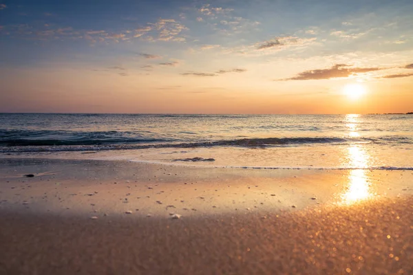 Vagues Coucher Soleil Sur Mer Méditerranée — Photo