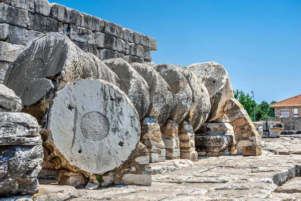 Tambores Columna Caídos Por Terremoto Templo Apolo Didyma Turquía Día —  Fotos de Stock