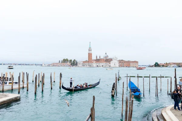 Gran Canal Con Muchas Góndolas Barcos Venecia — Foto de Stock