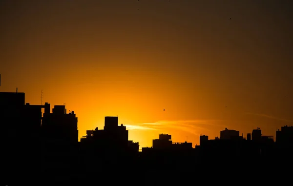 Zonsondergang Met Sterke Oranje Kleur — Stockfoto