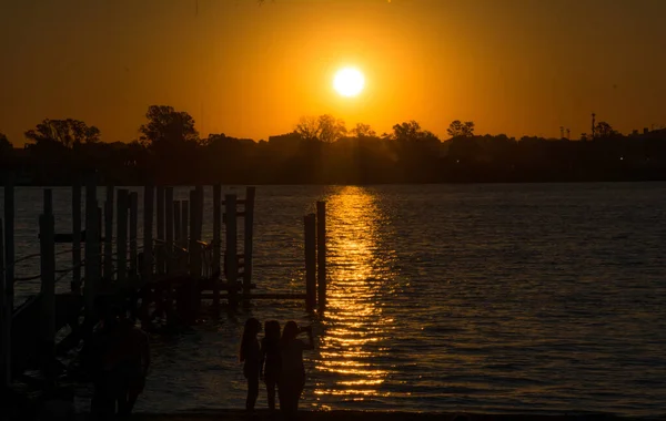 Tramonto Con Forte Colore Arancione — Foto Stock