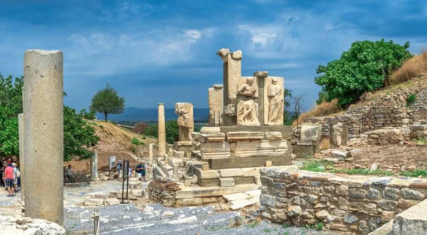 Ephèse Turquie 2019 Les Ruines Des Statues Polyphème Pollio Fontaine — Photo