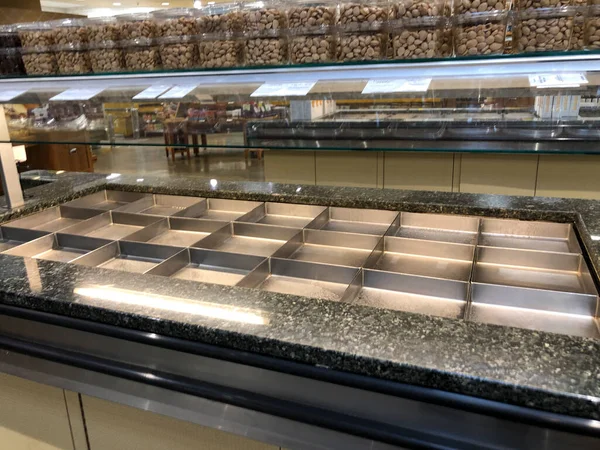 Fermeture Bars Libre Service Dans Marché Des Aliments Entiers — Photo