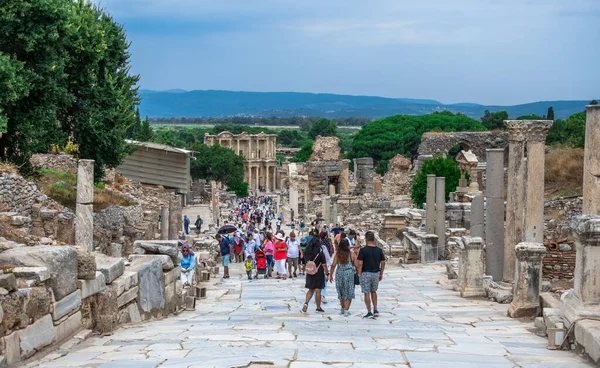 Έφεσος Τουρκία 2019 Μαρμάρινος Δρόμος Ερείπια Της Αρχαίας Πόλης Της — Φωτογραφία Αρχείου