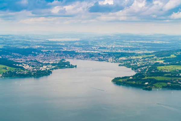 Lucerne Lake Vierwaldstttersee Med Lucerne Luzern Stad Ovanifrån — Stockfoto