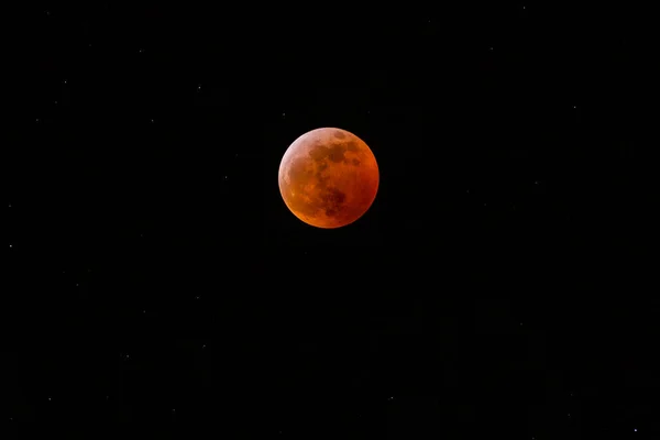 Super Blood Moon With A Dark Orange Color