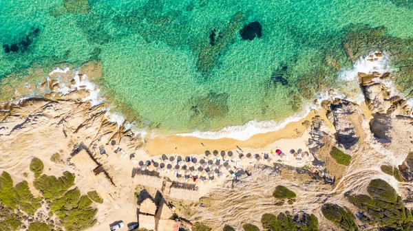 Letecký Pohled Pláži Tigania Řecku — Stock fotografie