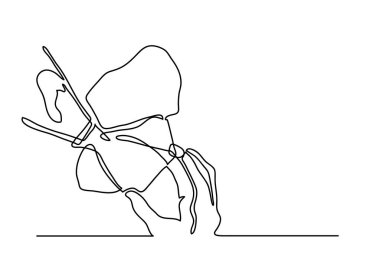 Tıbbî maske takan kesintisiz bir çizgi. Corona virüsü kavramı.