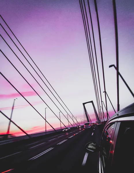 Céu Roxo Pôr Sol Atardecer Cielo Morado Puente Del Centenario — Fotografia de Stock