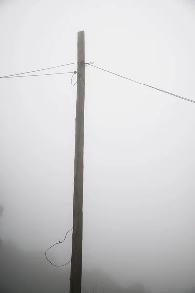 Ligne Électrique Entre Brouillard Province Saragosse Espagne — Photo