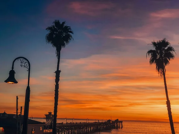 San Clemente Pier Při Západu Slunce — Stock fotografie