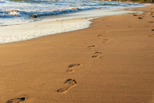 Praia Onda Passos Pôr Sol Verão — Fotografia de Stock