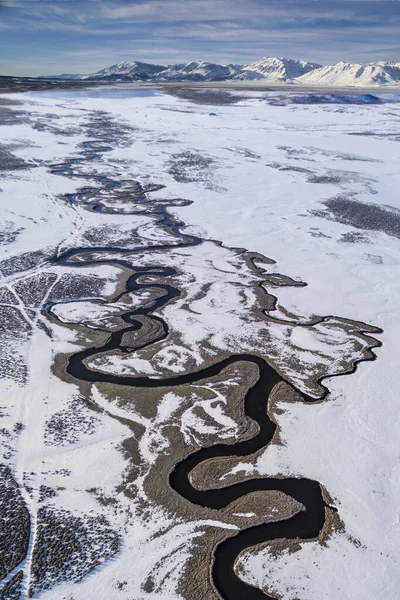 Hot Creek Serpente Travers Paysage Hivernal Californien — Photo