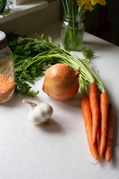 Verduras Mostrador Cocina — Foto de Stock