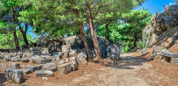 Ruinas Casas Antigua Ciudad Priene Turquía Soleado Día Verano — Foto de Stock