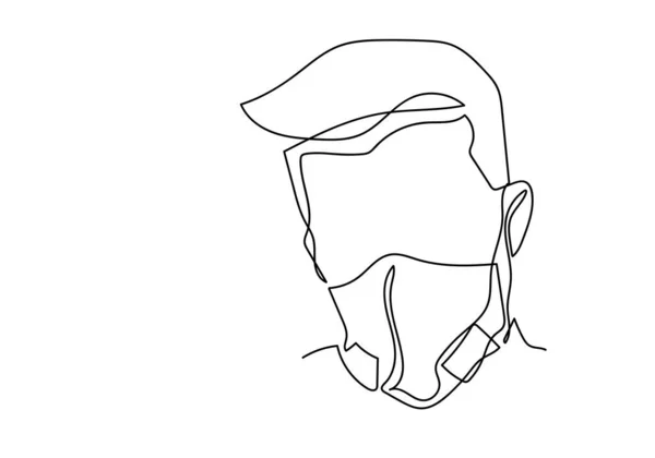 Jedna Souvislá Čára Kreslí Masku Lékařské Tváře Koncept Viru Korony — Stock fotografie