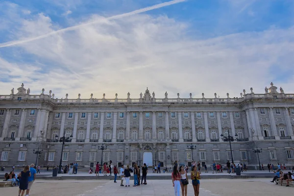 Palacio Real Madrid Spain 2018 Panoramic View Royal Palace People — 스톡 사진